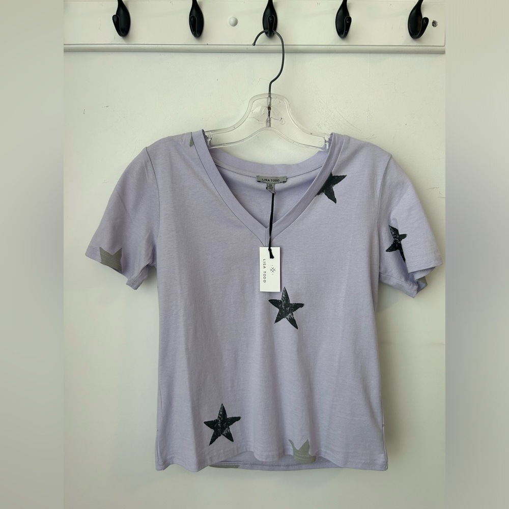 Lisa Todd Purple Star V Neck Top